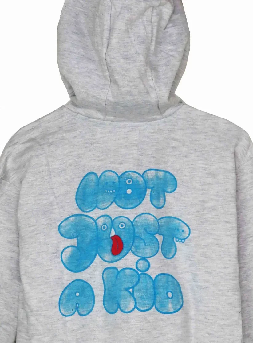 Girls Hooded Grey Full Sleeves Zipper Sweatshirt