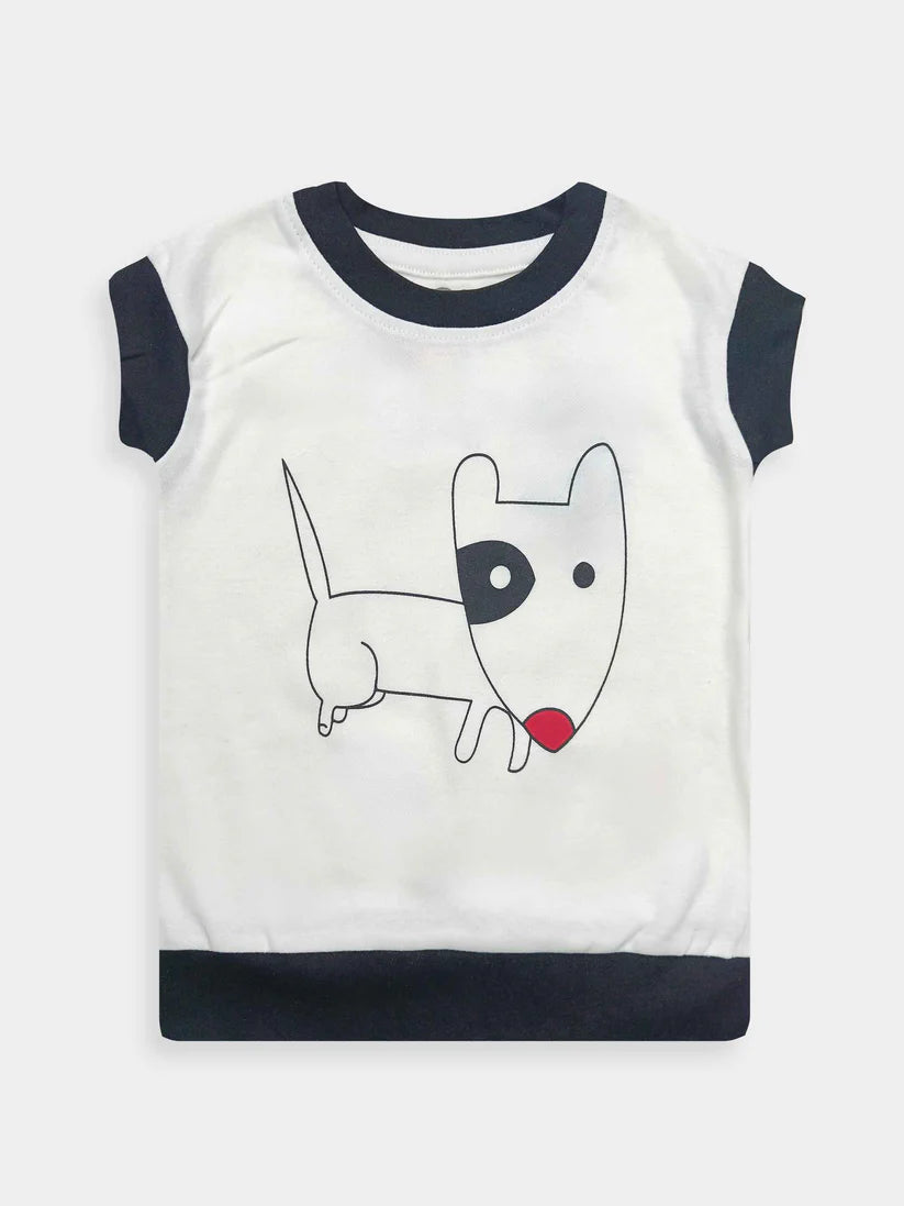 Baby Printed White Pajama Suite