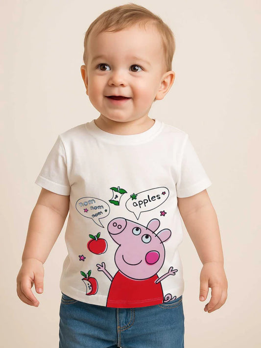 Boys Printed White T-Shirt